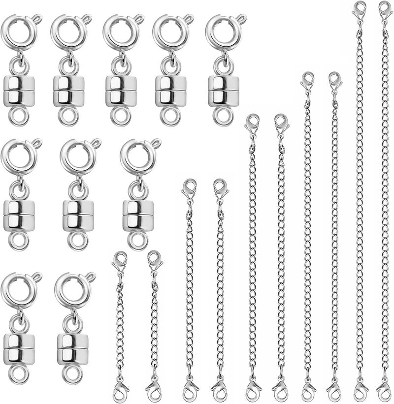 Evnlo Necklace Extender and Magnetic Necklace Clasp,Silver Chain Extenders for Necklaces Bracelet Jewelry - Image 1